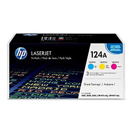 HP CE257A 124A Tri-color Toner Cartridge Cyan Magenta Yellow Laser 2000 Page 1 Pack