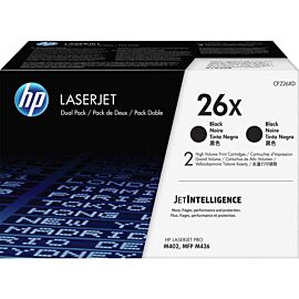 HP CF226XD 26X 2-Pack High Yield Black Original LaserJet Toner Cartridge for Color LaserJet M506 / M501 / M527