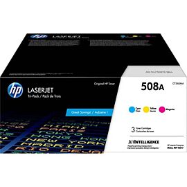 HP CF360AM 508A 3-Pack Laser, 5000 Pages Cyan, 5000 Pages Magenta, 5000 Pages Yellow, Original Toner Cartridge