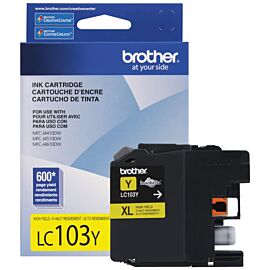 Brother LC103Y Innobella 1-Pack, Inkjet, 600 Pages Yellow, High Yield, Original Ink Cartridges
