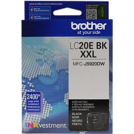 Brother LC20EBK INKvestment 1-Pack, Inkjet, 2400 Pages Black, Super High Yield, Original Ink Cartridges