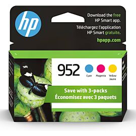 HP N9K27AN 952 3-Pack Cyan Magenta Yellow Ink Cartridges